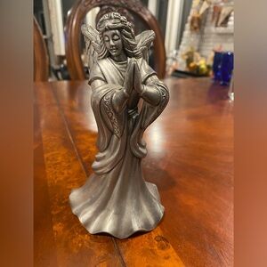Vintage Pewter Praying Angel Candle Holder